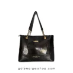 کیف زنانه دو بند چرم مشکی | طرح پوست ماری paris