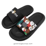 دمپایی راحتی عروسکی بچگانه مدل ویشکا برند پاپا مشکی