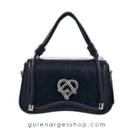 کیف دستی زنانه چرم مشکی طرح قفل قلبی