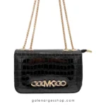 کیف دوشی زنانه چرمی | زنجیر طلایی و طرح کروکودیلی کد 677