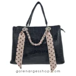 کیف دستی و دوشی مشکی زنانه کد 1123-کروات کرم